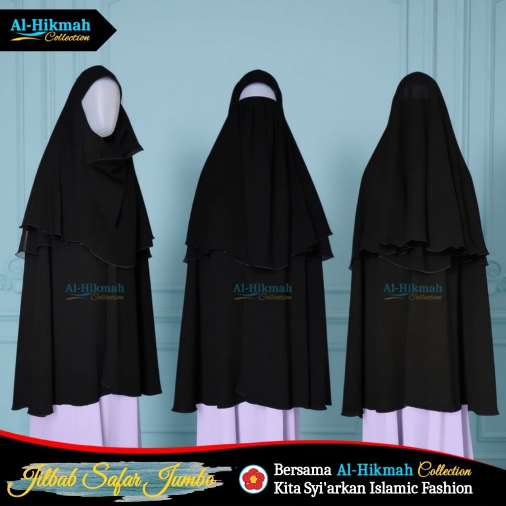 Jilbab Safar Jumbo Al-Hikmah Collection | Cadar Resleting Plus Purdah  | Jilbab Cadar Rits Berpurdah