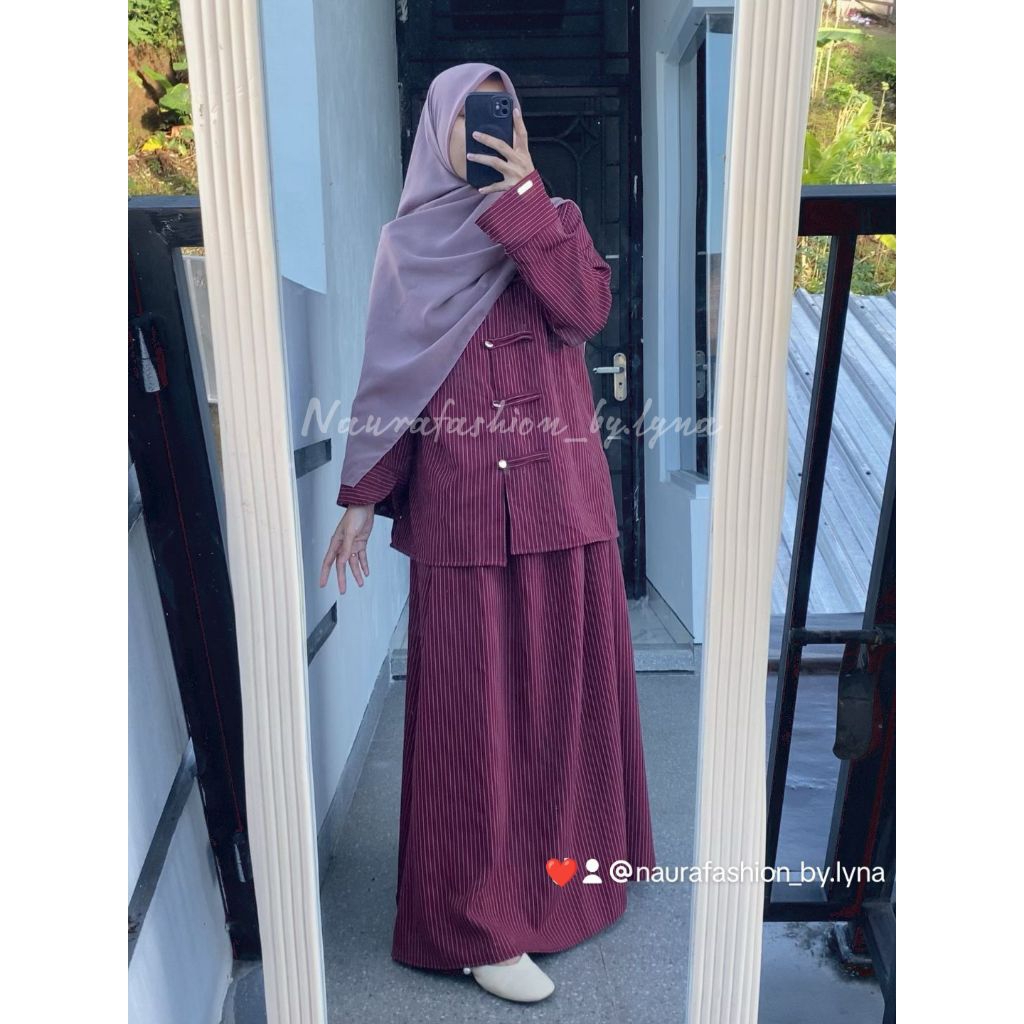 Setelan Rok ELLENA tanpa hijab ibu dan anak usia 3-11th motif salur
