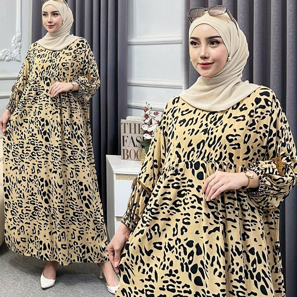 Daster Smox Rayon Leopard Motif Leopard Wanita Ld 120cm Pb 130cm Best Seller