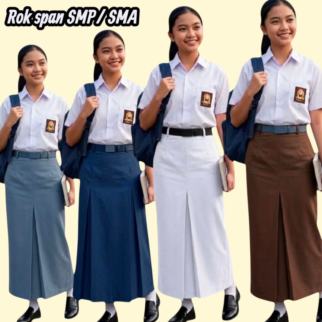 Grosir Rok SMP SMA Panjang Rok Span SMP SMA kuliah kerja pemandu bahan Drill super