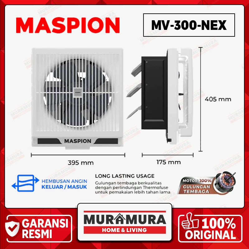 MASPION MV-300 NEX Exhaust Fan Dinding Hexos Garansi