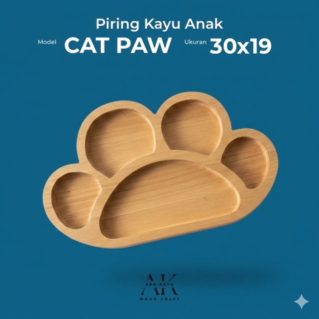 ADA Piring Kayu Anak Custom Nama FOOD GRADE | Piring Karakter Lucu | Tempat Makan MPASI Anak Bayi Be