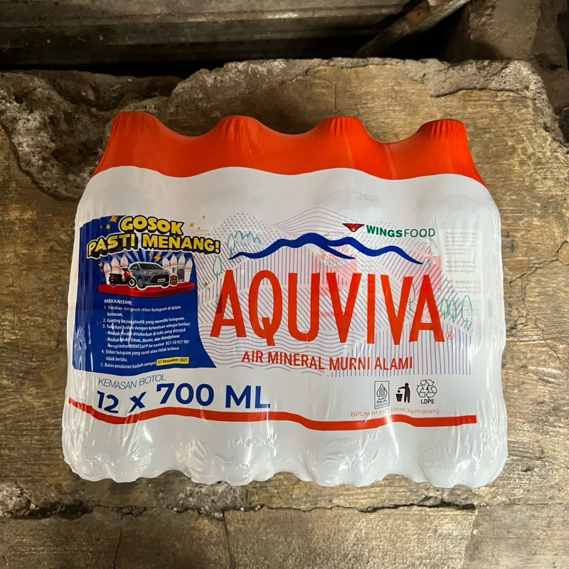 AQUVIVA 700ml 700 ml 1 Dus 12 Botol - Air Mineral Murni Alami Sedang Tanggung Pack Pak Karton Wings 