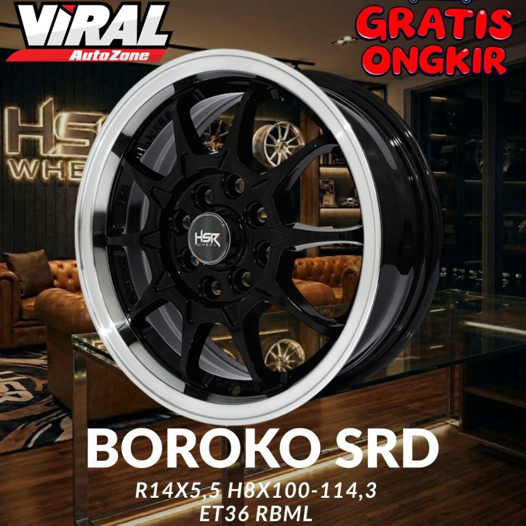 Velg HSR BOROKO SRD Ring 14 Pelek Mobil R14 Agya , Brio , Xenia , Carry Futura