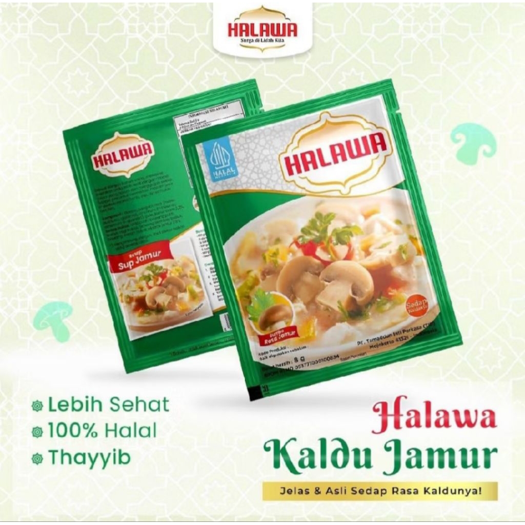 Bumbu Kaldu Probiotik Halawa Rasa Jamur 12 Sachet - Tanpa Pengawet, Tanpa Pewarna, Probiotik G-18