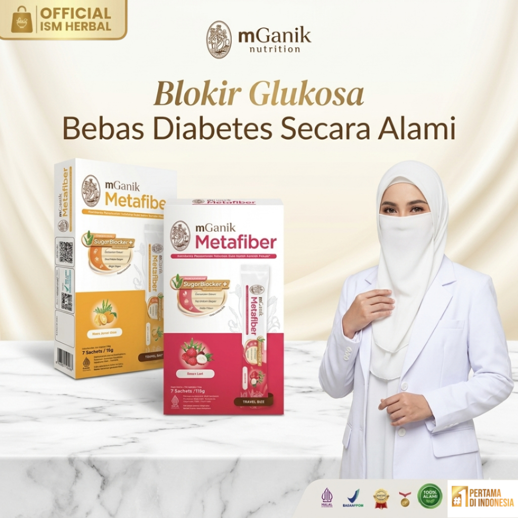 mGanik Metafiber Suplemen Serat Blokir Gula Darah & Diabetes 7 Sachet Makassar