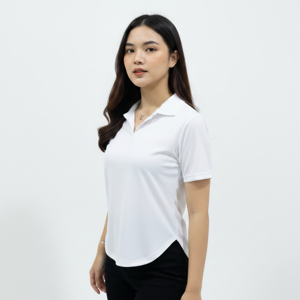 810 Short Sleeve Crop Top Oval : Atasan Wanita Kerah V Lengan Pendek