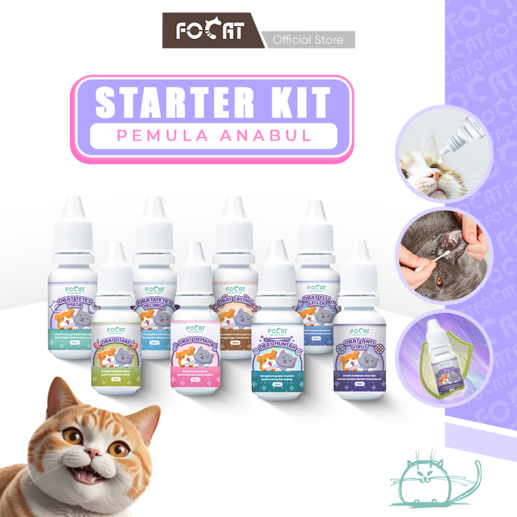 [STARTER KIT PEMULA] FOCAT Obat Tetes pada Kucing Anjing N19-N46 Obat Berbagai Keluhan Penyakit Hewan Peliharaan