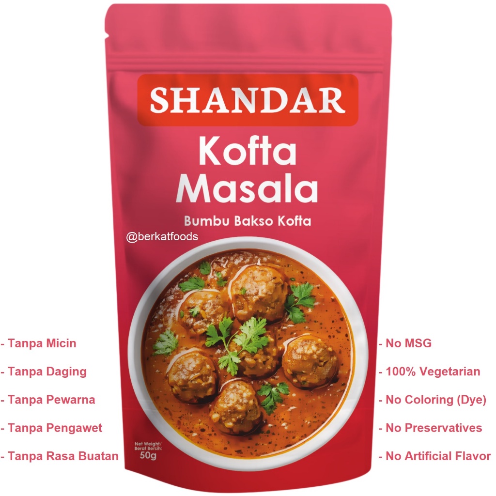 Kofta Masala Shandar / Bumbu Bakso Kofte Khas India Vegetarian Tanpa Pengawet dan Daging
