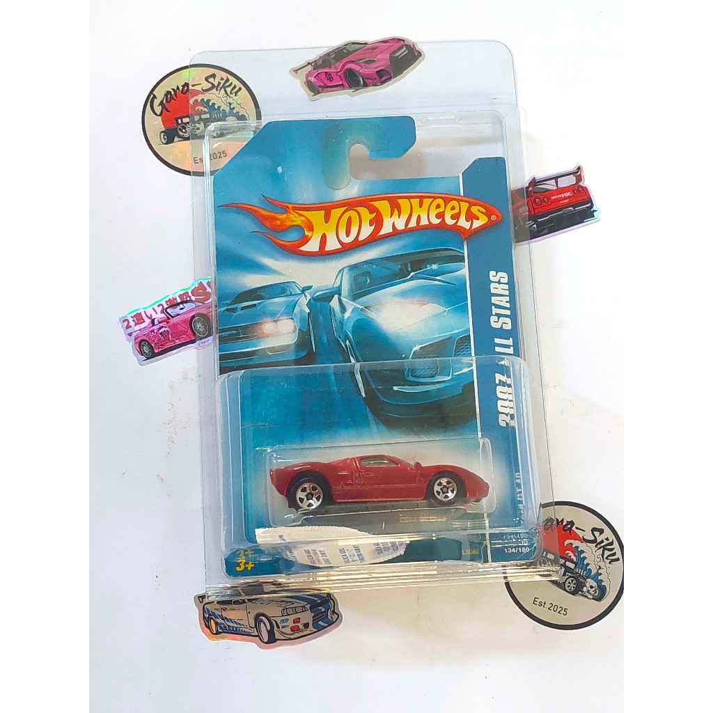 HOT WHEELS BLUECARD FORD GT 40 MERAH 2007 ALL STARS RARE FREE PROTEKTOR