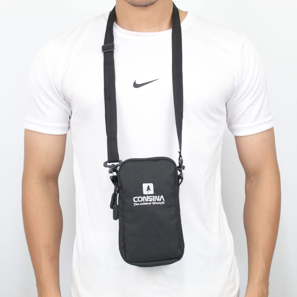 Tas Pouch Handphone Pria Wanita Tahan Air Tas HP Gantung Leher Hitam