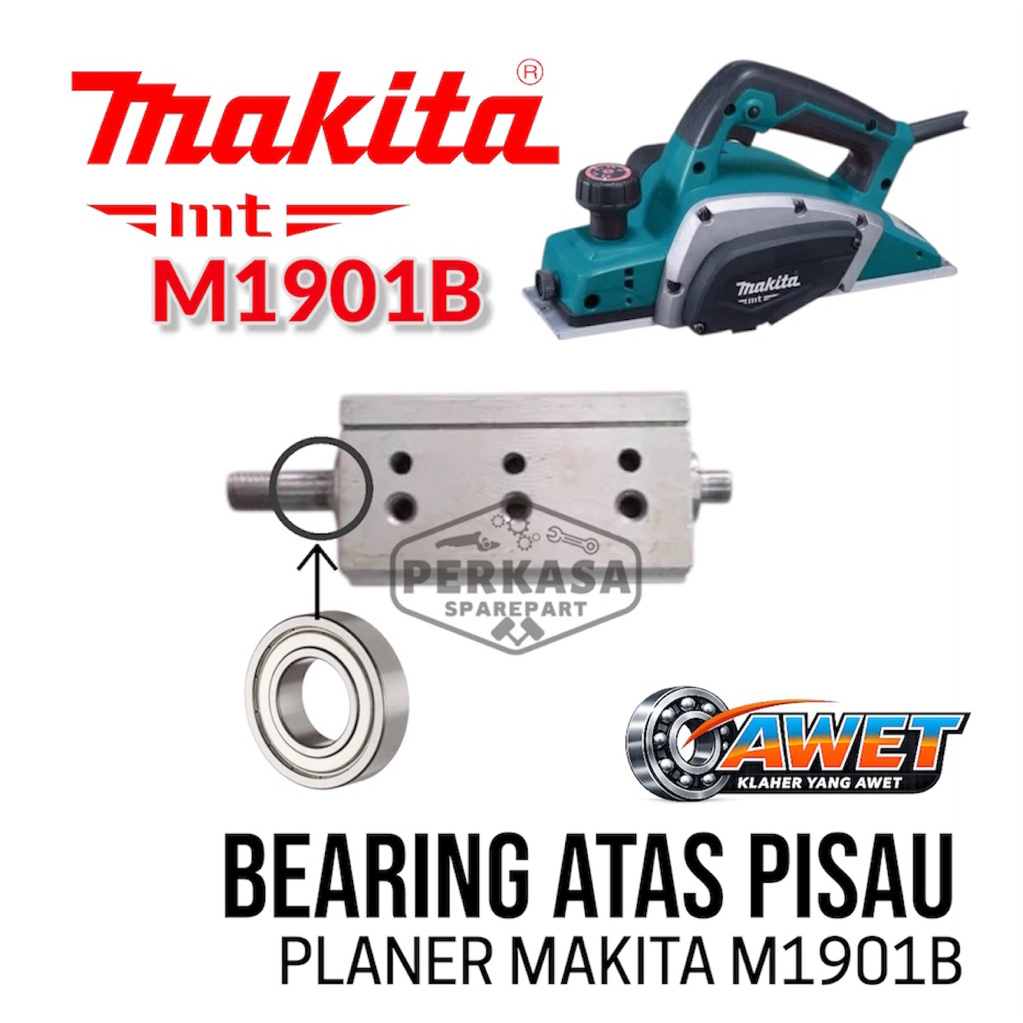 Bearing Atas Pisau Planer Makita M1901B Cutter Block Mesin Serut Pasah Ketam Kayu Klaher Belakang Kl