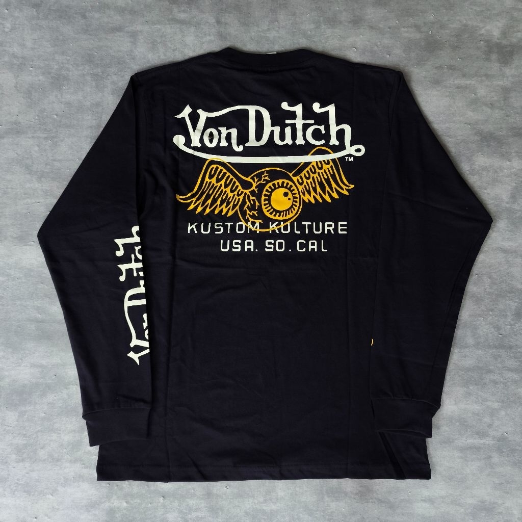 Longsleeve Von Dutch 1707 Black | Von Dutch Original | Kaos Lengan Panjang Katun Hitam Pria