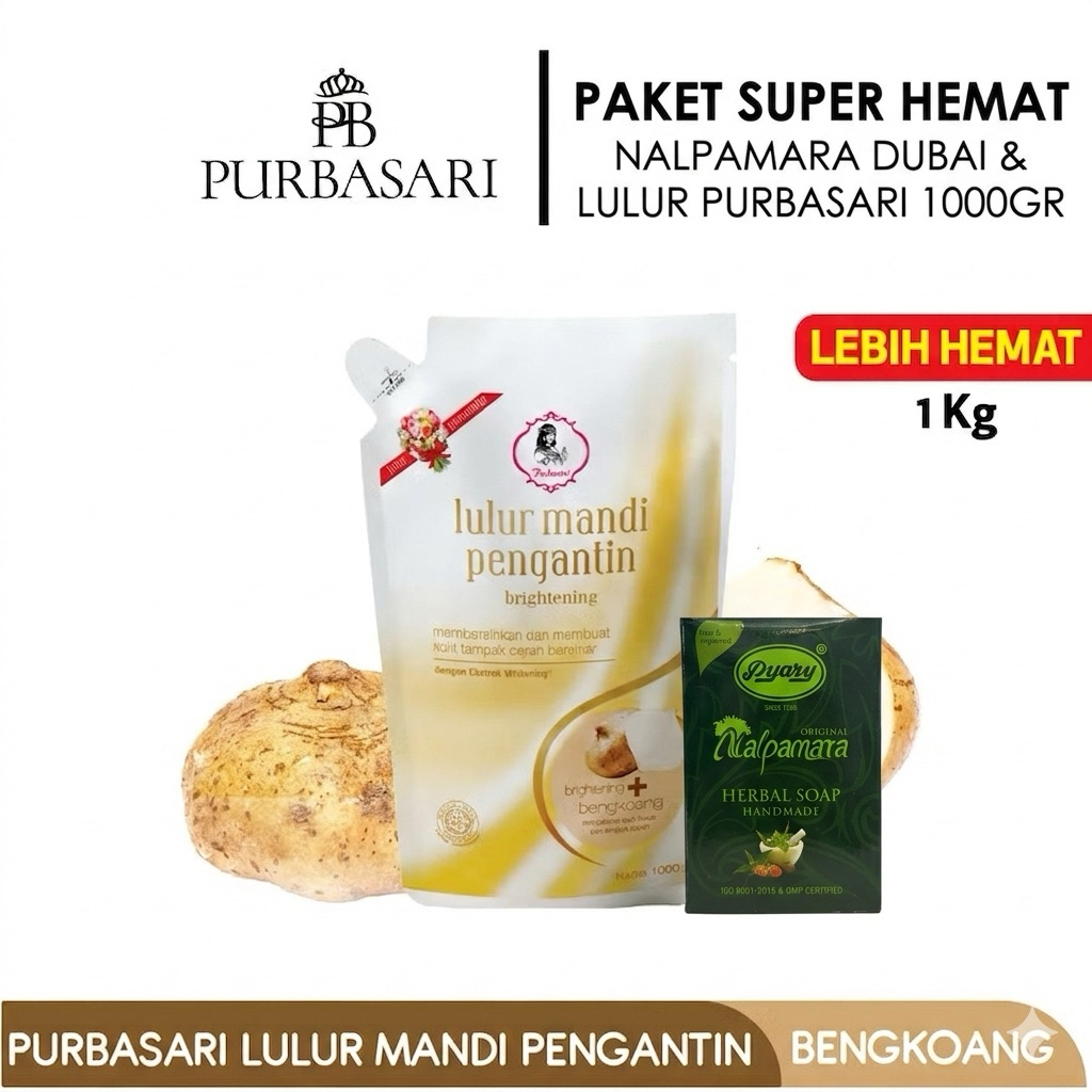 Paket super hemat sabun nalpamara original Dubai & lulur Purbasari 1000gr