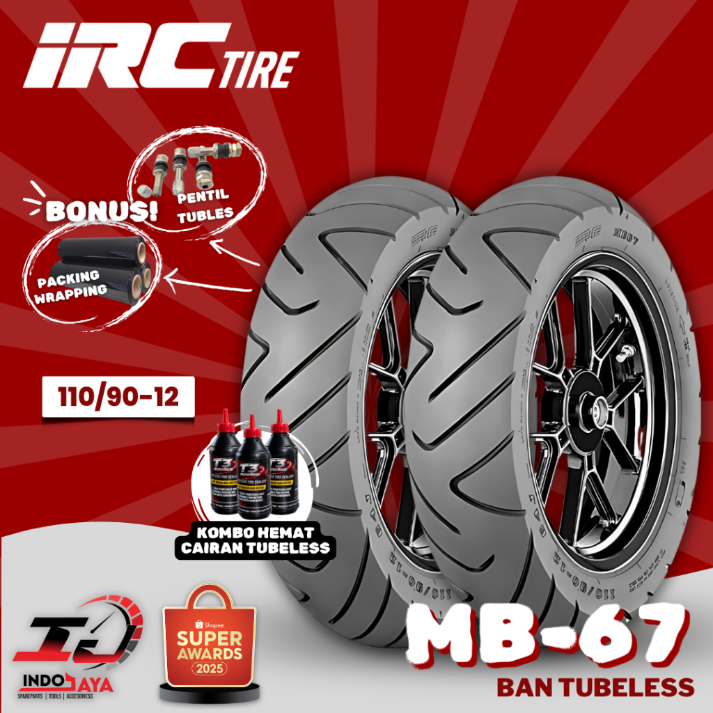 [READY COD] BAN LUAR TUBELESS IRC MB67 (110/90-12) BAN SCOOPY / FREEGO / BAN BELAKANG SCOOTER / MB 6