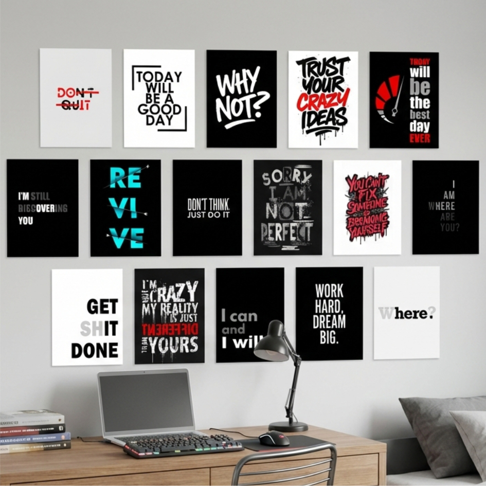 Poster Dinding Aesthetic Cowok 16pcs A5 (15x20cm) + Perekat | Dekorasi Kamar Keren