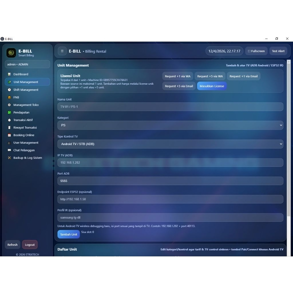 EBILL Aplikasi Desktop Billing Rental PS Wireless