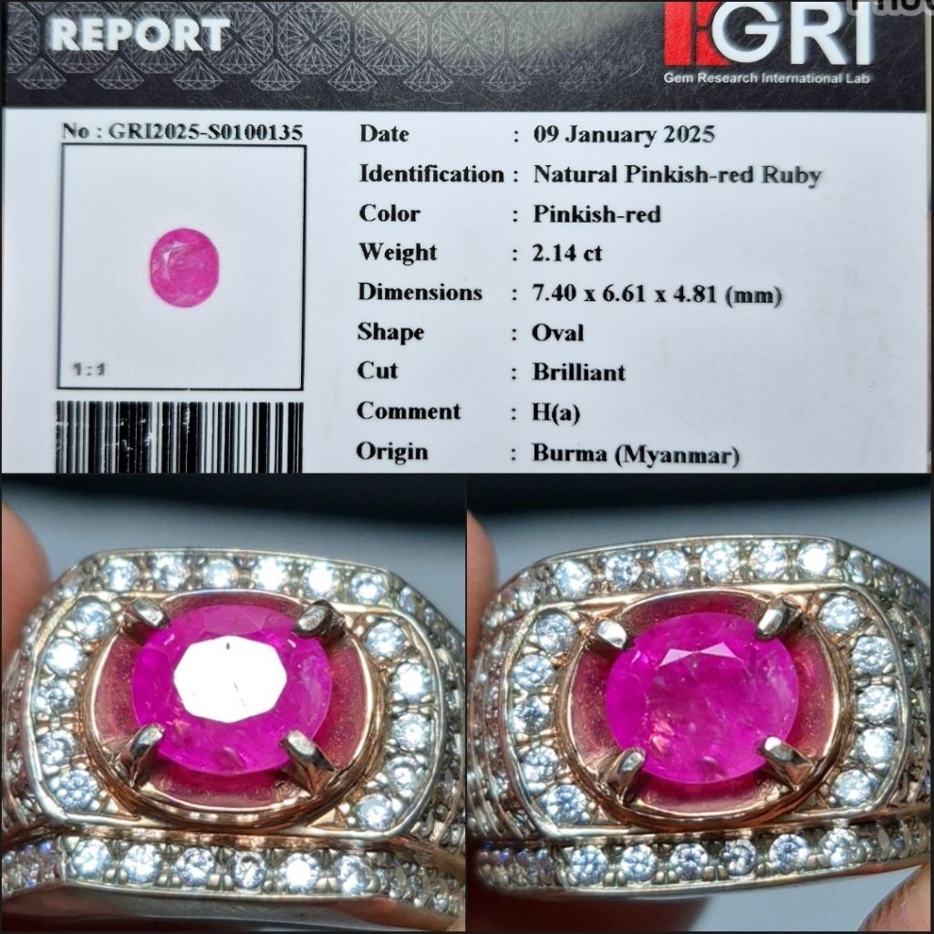 Natural Hot Pink Red Ruby Burma Myanmar Memo GRI Lab