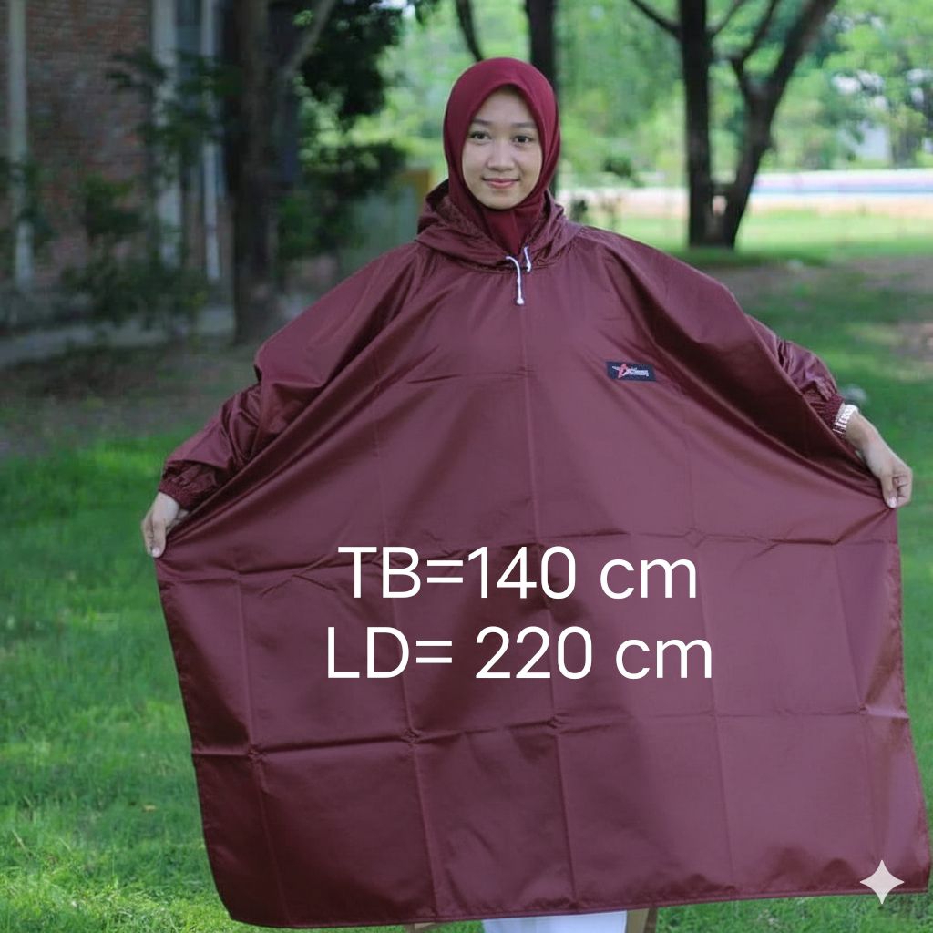 Jas Hujan Ponco Lengan Jumbo/Mantel Jas Hujan Kelelawar Jumbo Bahan PVC Tebal