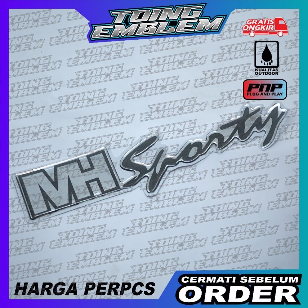 emblem timbul MH Sporty suzuki esteem / emblem logo suzuki esteem mh sporty / emblem bagasi mh sport