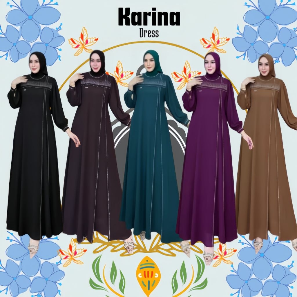 Karina dress bahan Ceruti babydol mix Swarovski/size L-XXL/gamis pesta mewah elegant/gamis burgandy/