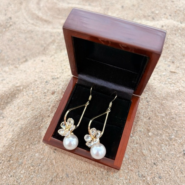Alba Pearl Drop Earrings - Titanium