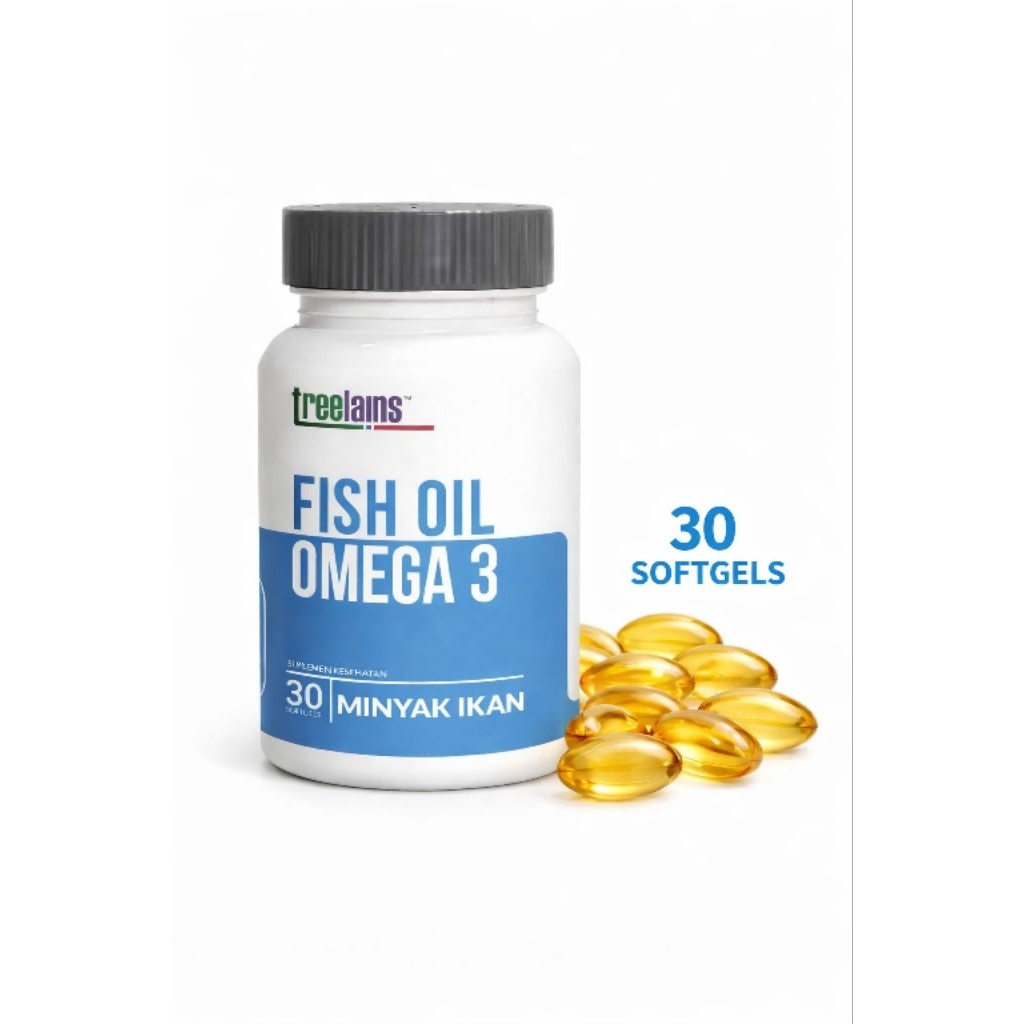 Fish Oil Omega 3 180/120 1000 mg treelains, 30 Softgels, Minyak Ikan, Suplemen Makanan, Kesehatan