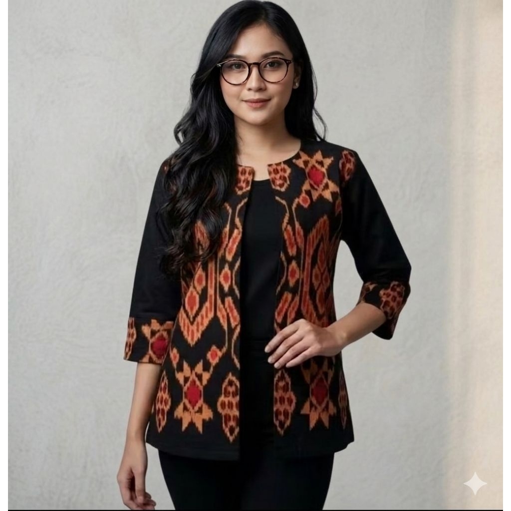 TenunKartini - Blazer Tenun Rote - Baju kerja wanita Modern - Atasan Tenun