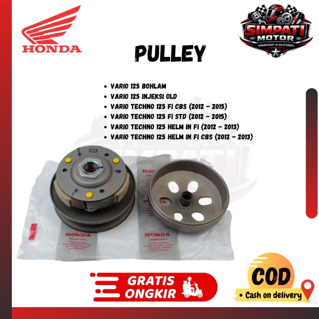 Pulley Vario 125 Old - Puli Vario 125 KZR Original Simpati Part Motor