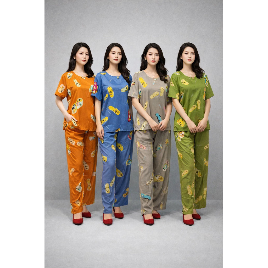 Setelan Yeong gi size M /rayon lengan pendek celana panjang / oneset/