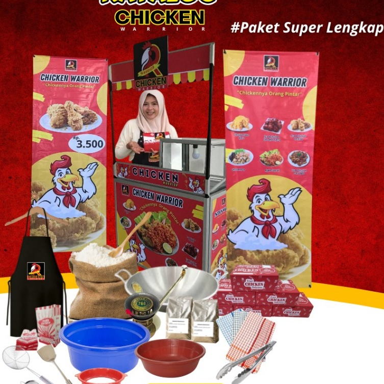 Paket Usaha Super Lengkap Fried chicken Kemitraan Chicken Warior Pemula Murah/Kekinian/HAKI/Promo