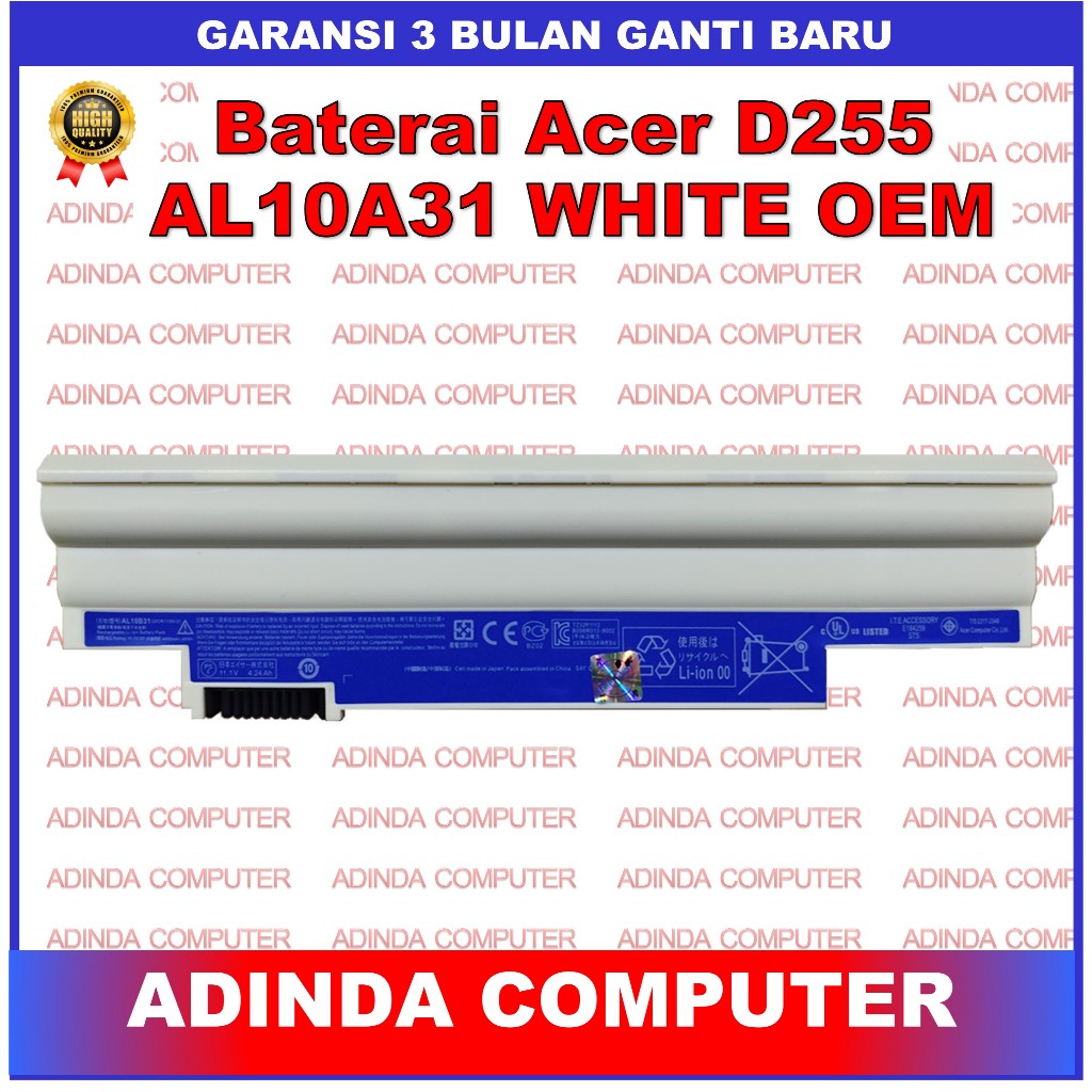 Baterai Acer D255 AOD257 D257 AO257 527 AOD270 D270 AO270 270 White