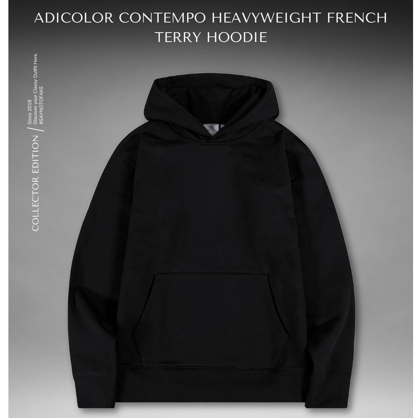 Hoodie Heavyweight Cotton Pria Adicolor Contempo - Black