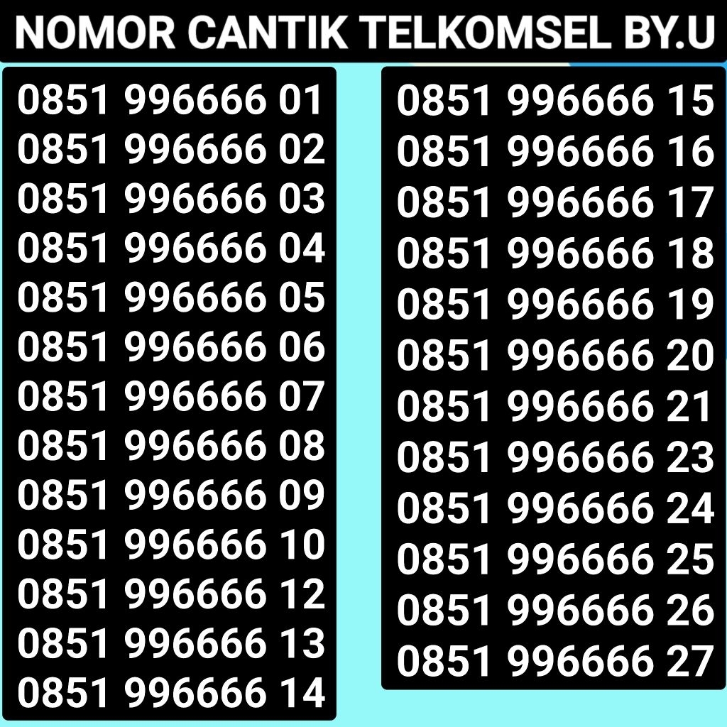 Nomor Cantik By.u Kartu Perdana Telkomsel By.u Kartu By.u