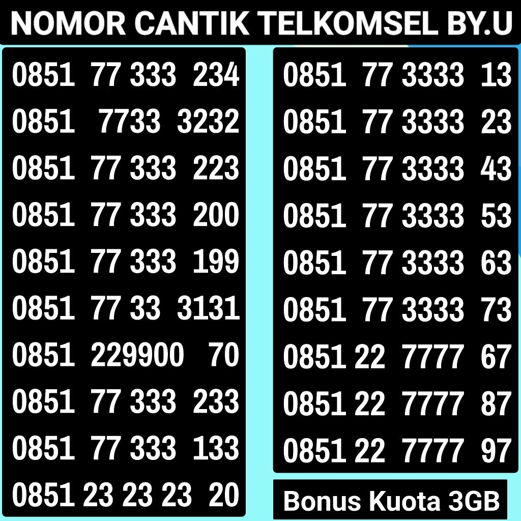 Nomor cantik Nomer Cantik By.U by.U BY.U seri kembar