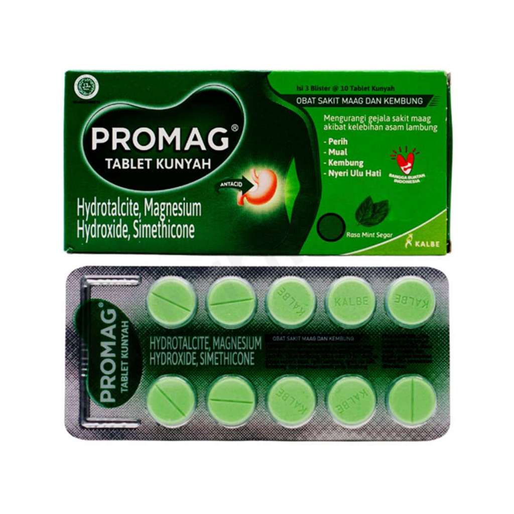PROMAG Tablet Untuk Maag Kembung Simethicone 1 Strip 10 Tablet Dewasa Anak