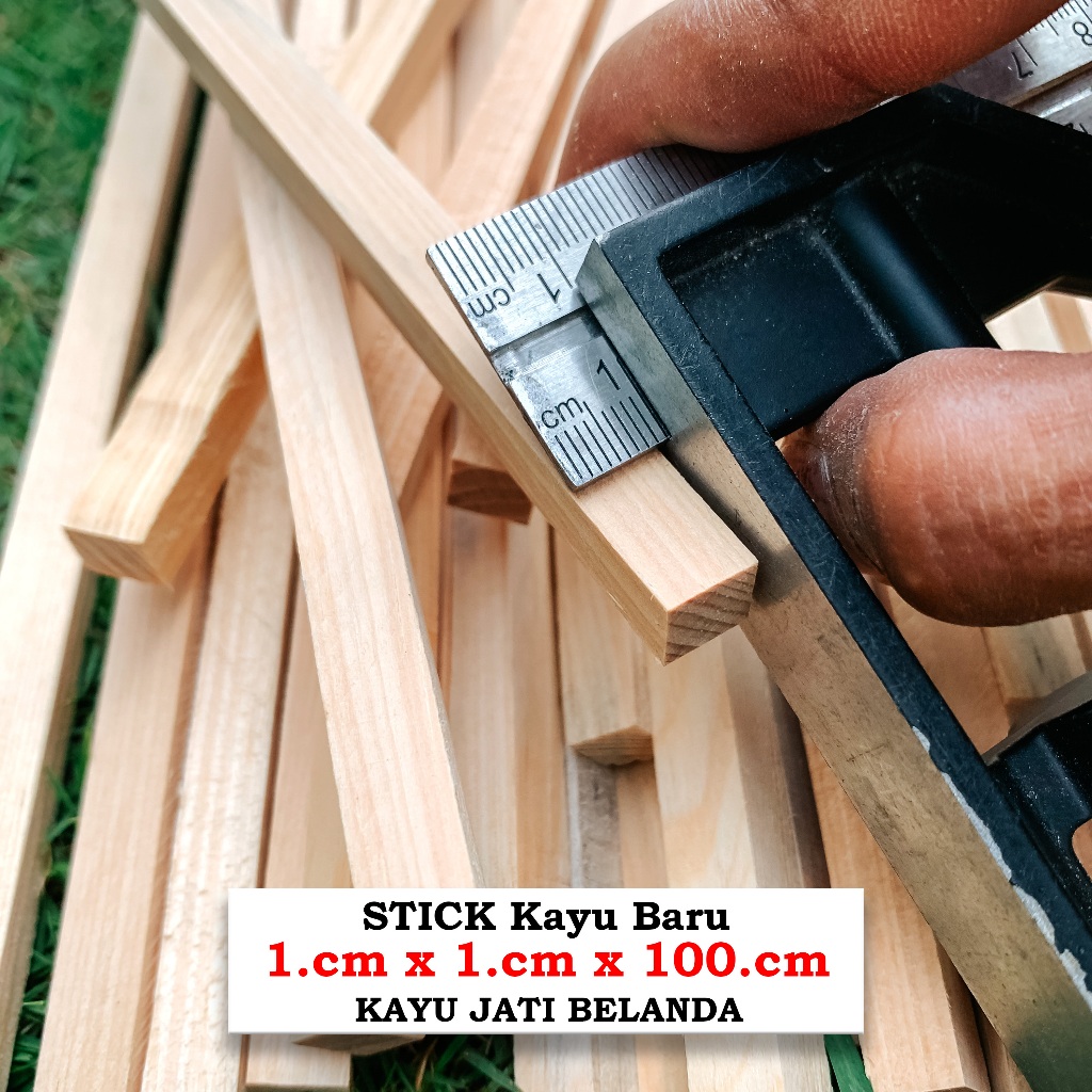 Stik kayu jati belanda 1x1 x 100.cm serat halus persegi presisi Kuat kayu baru