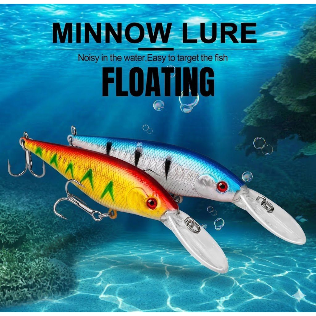 Lure Minnow Floating 11cm 10.5gr / Umpan Ikan Casting Deep Untuk Laut Sungai Muara