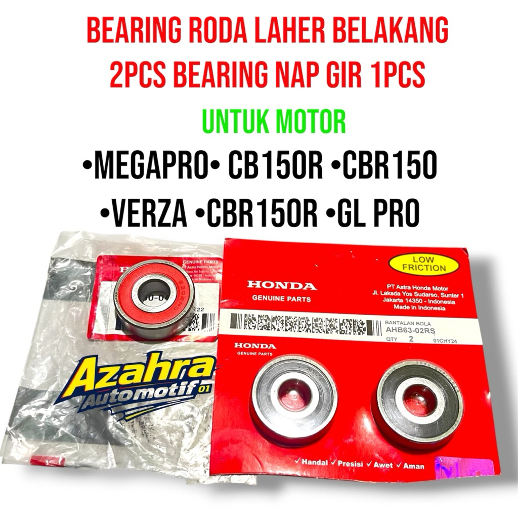 Bearing Bering Laher Bearing Roda Belakang 2Pcs+Bearing Nap Gir Honda CBR150R Megapro CB150R CBR150 