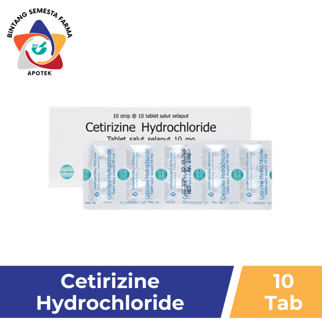CETIRIZINE HYDROCHLORIDE 10 MG 1 BLISTER @ 10 TABLET