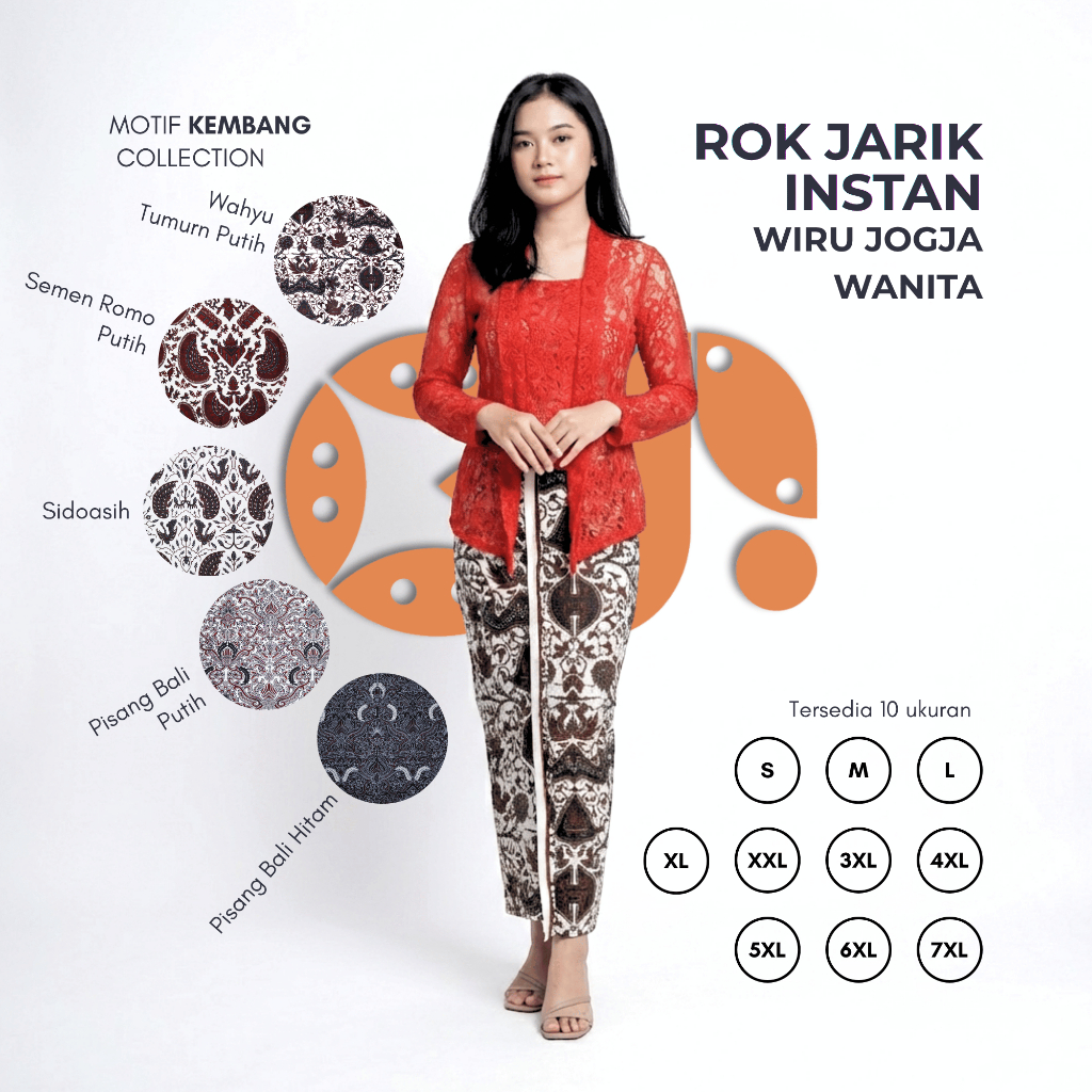 Rok Jarik Wiru Jogja Wanita Dewasa Rok Instan Pakaian Adat Jawa Batik Motif Kembang