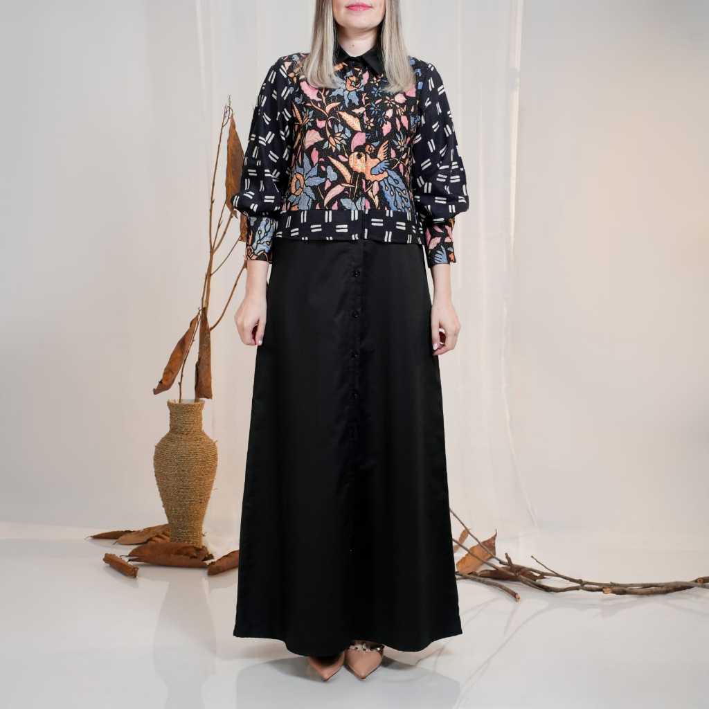 Sovinska_Set Couple Gamis / Kemeja G3 Batik Hitam