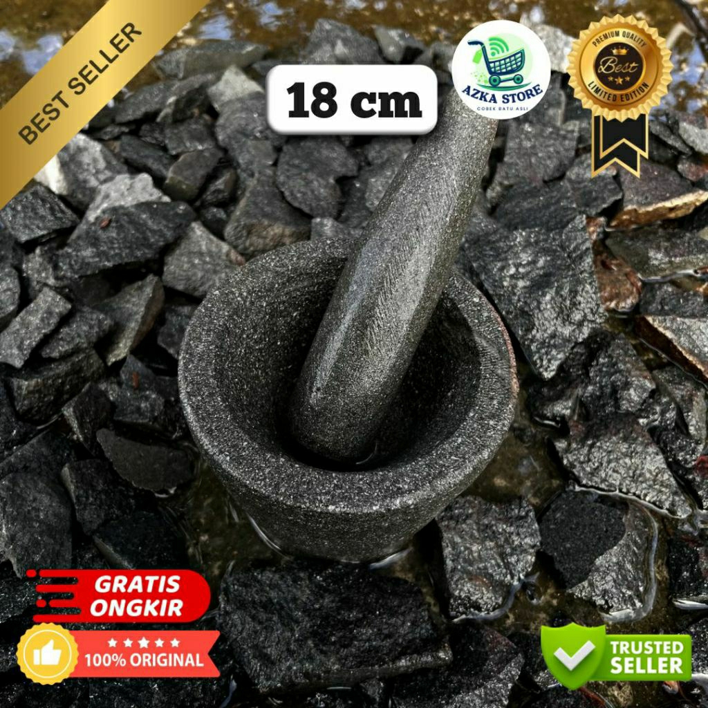 lumpang 18 cm terbuat dari batuan andesit