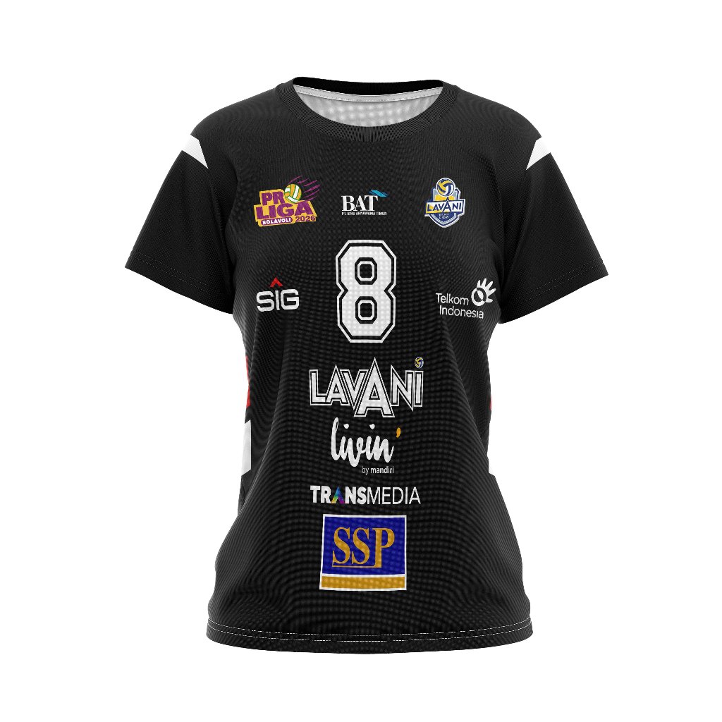Baju Kaos Jersey Wanita Voli Olahraga Volley ProLiga Lavani 2026 hitam Dewasa Custom Full Print Free