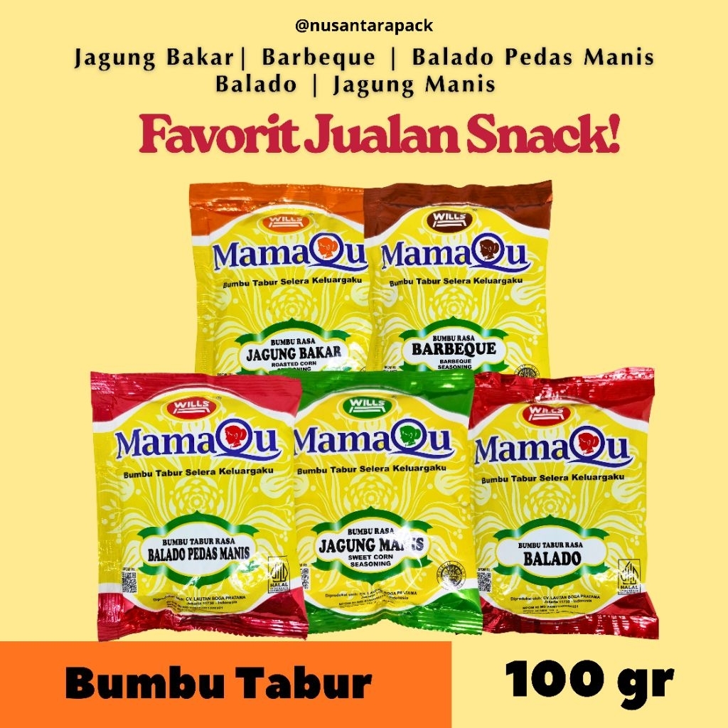 Bumbu Tabur MamaQu 100gr Aneka Rasa | Balado BBQ Jagung Bakar Jagung Manis Snack Bubuk Taburan Serba