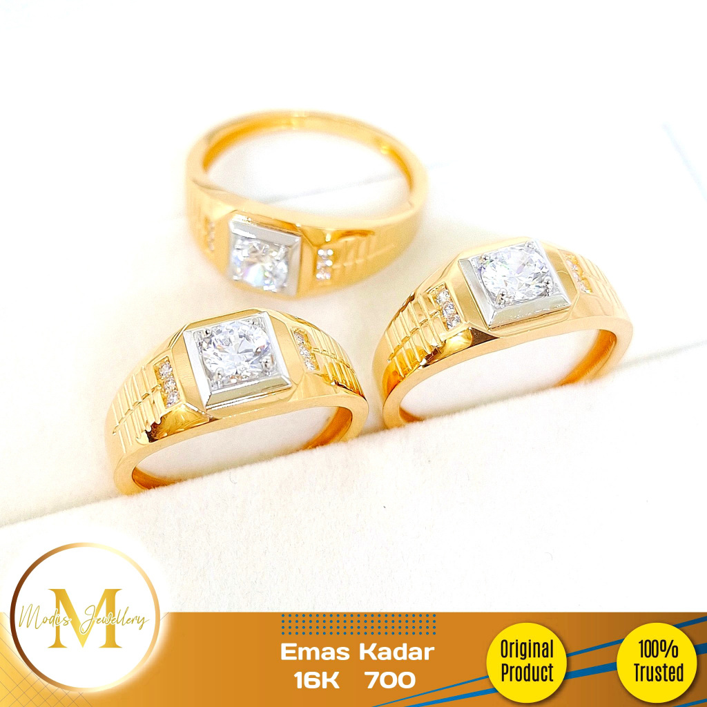 MODIS JEWELLERY - Cincin Pria Kotak Emas Kuning - Emas 16k  700