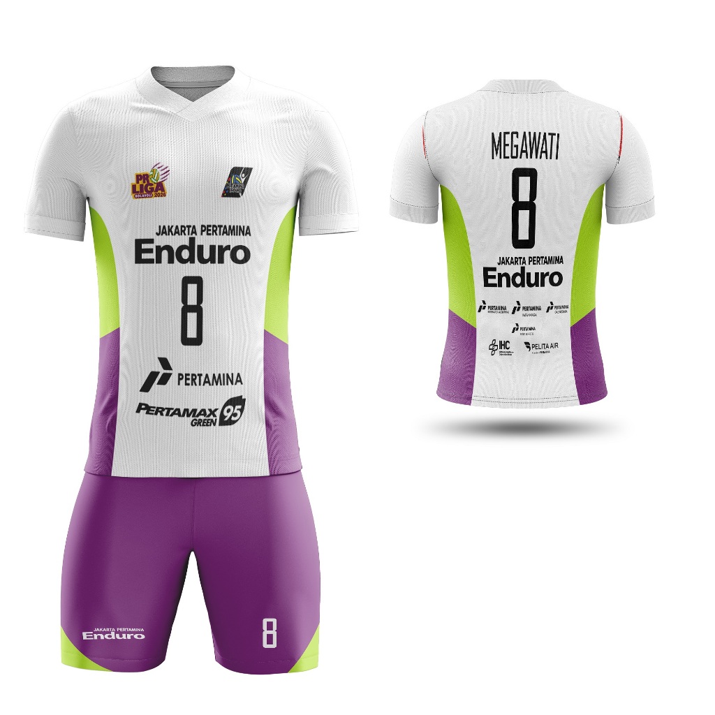 Baju Kaos Tshirt Jersey Pria Voli Olahraga Volley ProLiga Jakarta Pertamina Enduro 2026 Putih Custom