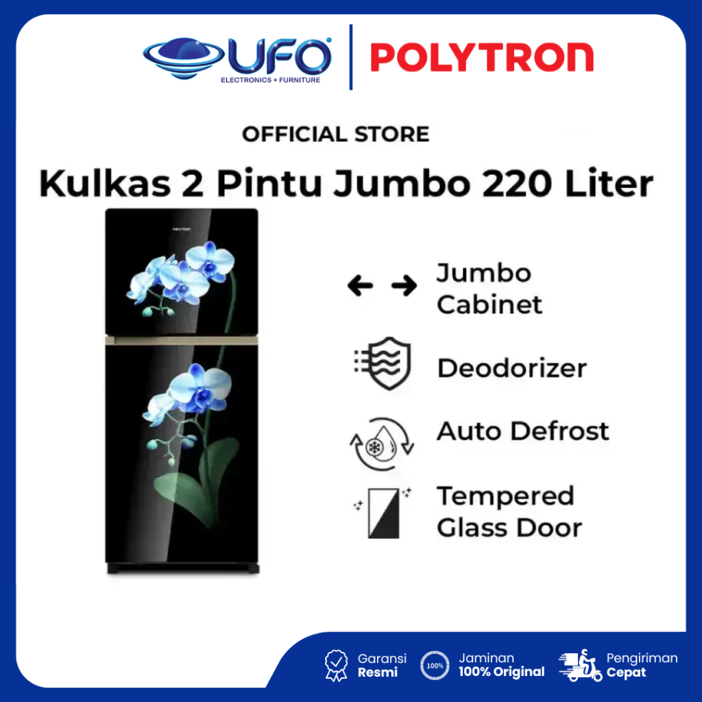 POLYTRON Kulkas 2 pintu PRW23MOB3 220 Liter Belleza