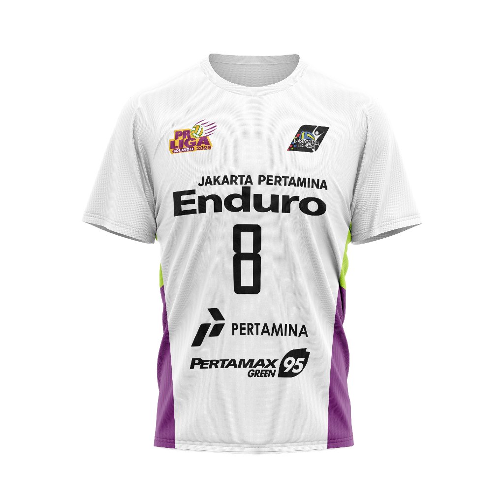 Baju Kaos Tshirt Jersey Wanita Voli Olahraga Volley ProLiga Jakarta Pertamina Enduro 2026 PUTIH Cust