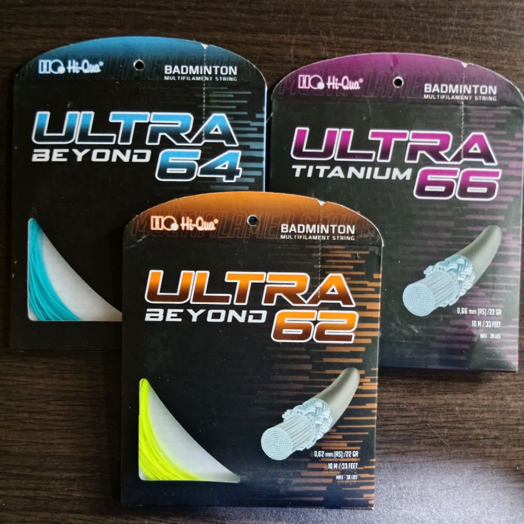 Senar badminton HIQUA ULTRA BEYOND 62 64 ULTRA TITANIUM 66 ORIGINAL.